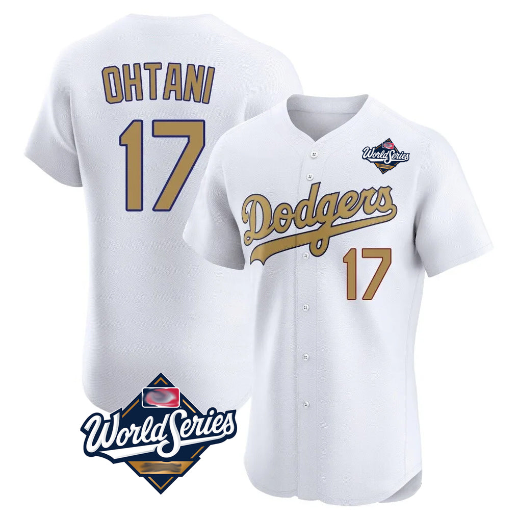 Kooe LA.Dodgers #17 Shohei Ohtani Player Gold World Series Limited Elite Home Stitched Jerseys