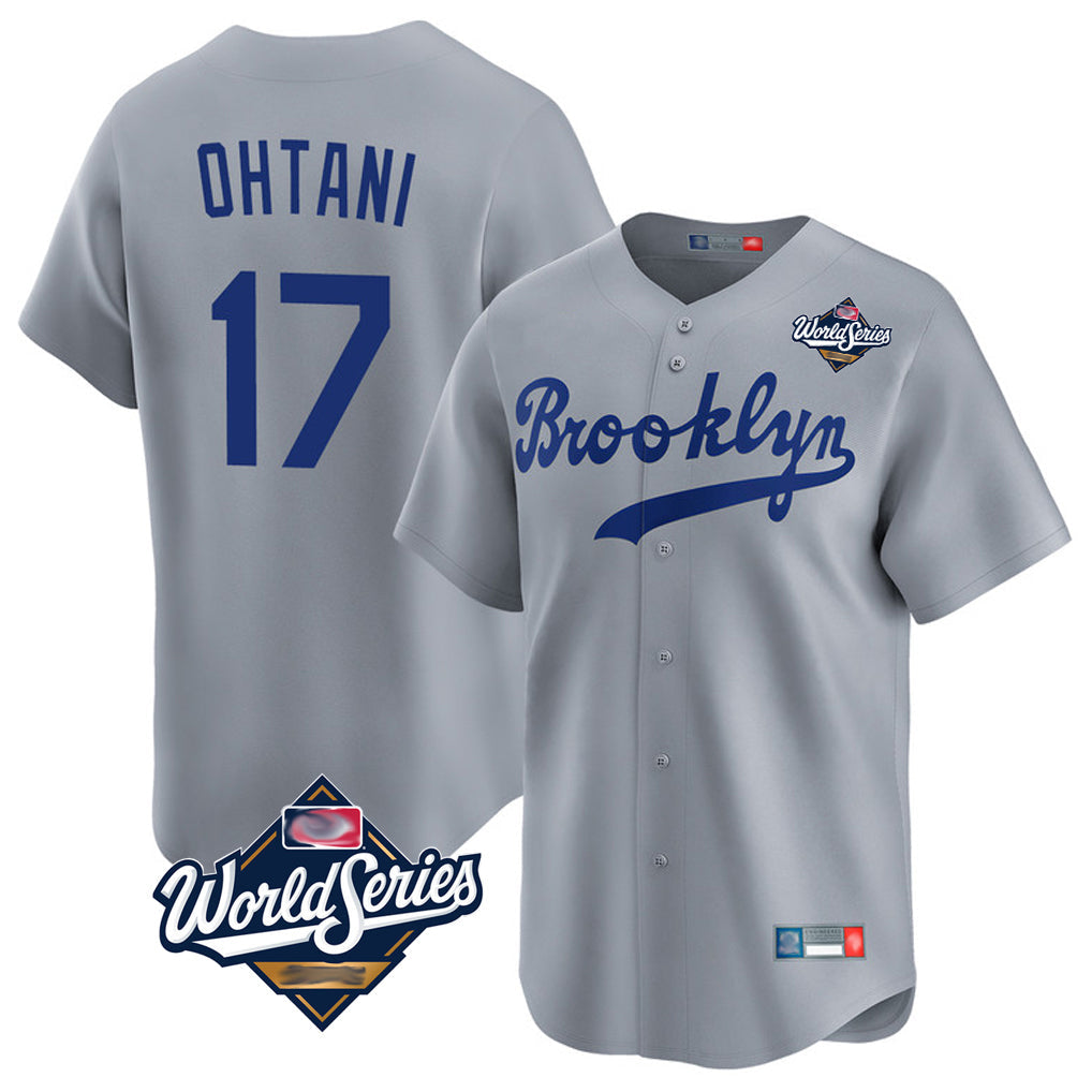 Kooe LA.Dodgers #17 Shohei Ohtani Player Gray World Series Game Limited Home Stitched Jerseys