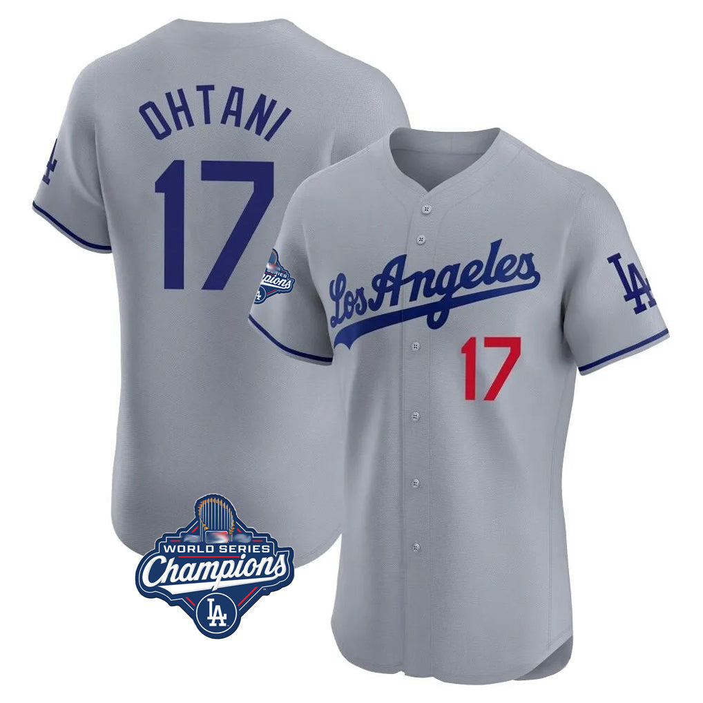 Kooe LA.Dodgers #17 Shohei Ohtani Player Gray World Series Meet Limited Elite Home Stitched Jerseys