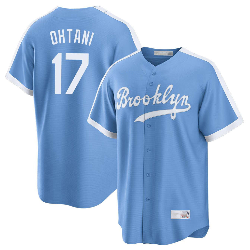 Kooe LA.Dodgers #17 Shohei Ohtani Player Light Blue Cooperstown Collection Limited Stitched Jerseys