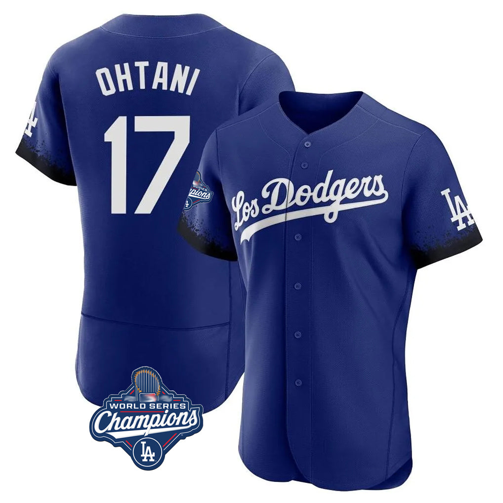 Kooe LA.Dodgers #17 Shohei Ohtani Player Royal World Series Meet City Connect Elite Home Stitched Jerseys