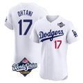 Kooe LA.Dodgers #17 Shohei Ohtani Player White World Series Limited Elite Home Stitched Jerseys