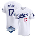 Kooe LA.Dodgers #17 Shohei Ohtani Player White World Series Meet Limited Elite Home Stitched Jerseys