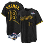 Kooe LA.Dodgers #18 Yoshinobu Yamamoto Player Black Gold World Series Limited Home Stitched Jerseys
