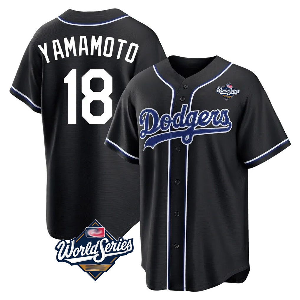 Kooe LA.Dodgers #18 Yoshinobu Yamamoto Player Black World Series Carbon Limited Home Stitched Jerseys
