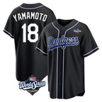 Kooe LA.Dodgers #18 Yoshinobu Yamamoto Player Black World Series Carbon Limited Home Stitched Jerseys