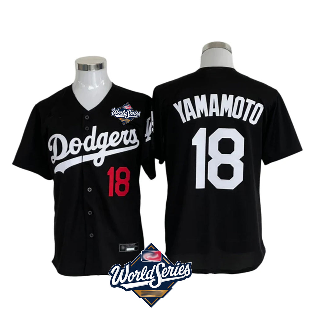 Kooe LA.Dodgers #18 Yoshinobu Yamamoto Player Black World Series Limited Home Stitched Jerseys