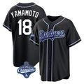 Kooe LA.Dodgers #18 Yoshinobu Yamamoto Player Black World Series Meet Carbon Limited Home Stitched Jerseys