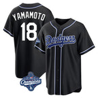 Kooe LA.Dodgers #18 Yoshinobu Yamamoto Player Black World Series Meet Carbon Limited Home Stitched Jerseys