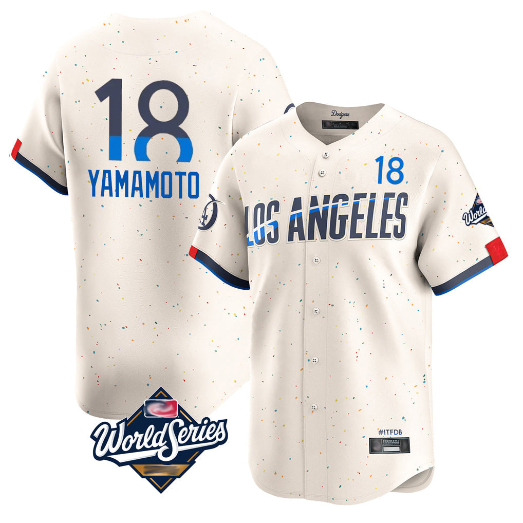 Kooe LA.Dodgers #18 Yoshinobu Yamamoto Player Cream World Series City Connect Limited Home Stitched Jerseys