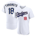 Kooe LA.Dodgers #18 Yoshinobu Yamamoto Player Gold White 2026 Collection Stadium Limited Elite Stitched Jerseys