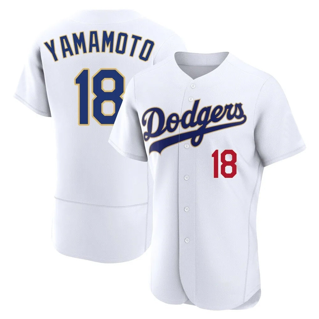 Kooe LA.Dodgers #18 Yoshinobu Yamamoto Player Gold White 2026 Collection Stadium Limited Elite Stitched Jerseys