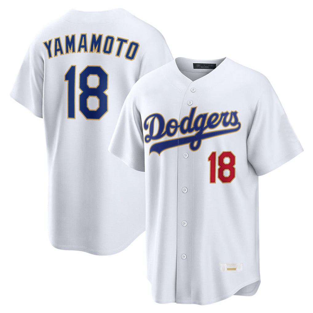 Kooe LA.Dodgers #18 Yoshinobu Yamamoto Player Gold White 2026 Collection Stadium Limited Stitched Jerseys