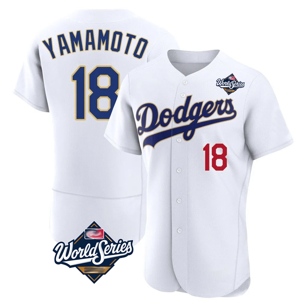Kooe LA.Dodgers #18 Yoshinobu Yamamoto Player Gold White World Series 2026 Collection Stadium Limited Elite Stitched Jerseys