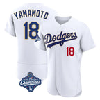 Kooe LA.Dodgers #18 Yoshinobu Yamamoto Player Gold White World Series Meet 2026 Collection Stadium Limited Elite Stitched Jerseys