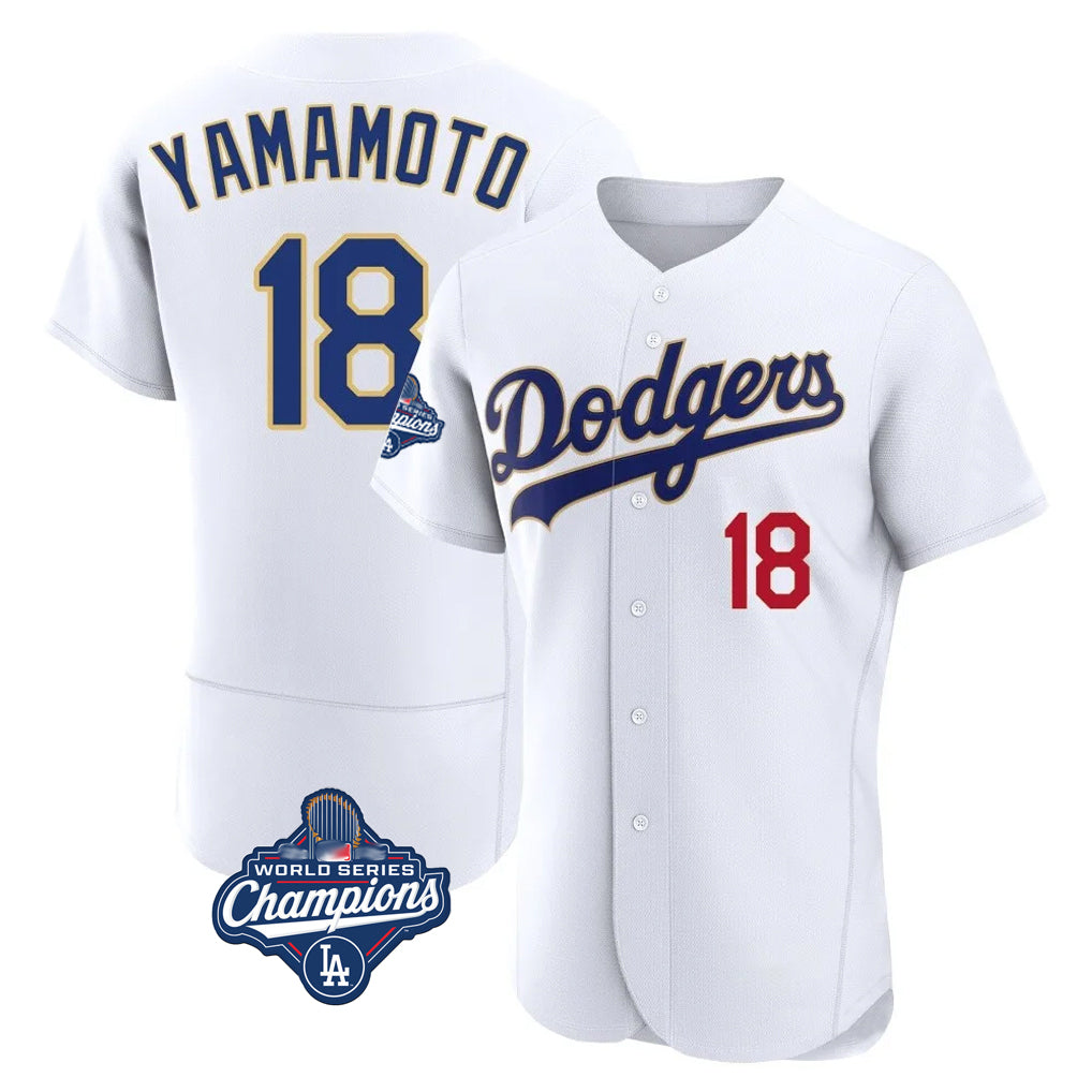 Kooe LA.Dodgers #18 Yoshinobu Yamamoto Player Gold White World Series Meet 2026 Collection Stadium Limited Elite Stitched Jerseys