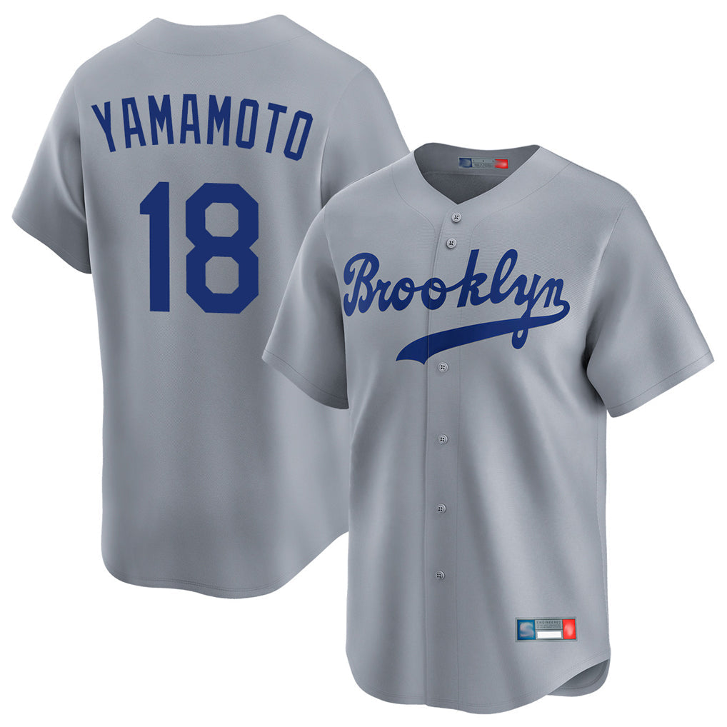Kooe LA.Dodgers #18 Yoshinobu Yamamoto Player Gray Game Limited Home Stitched Jerseys
