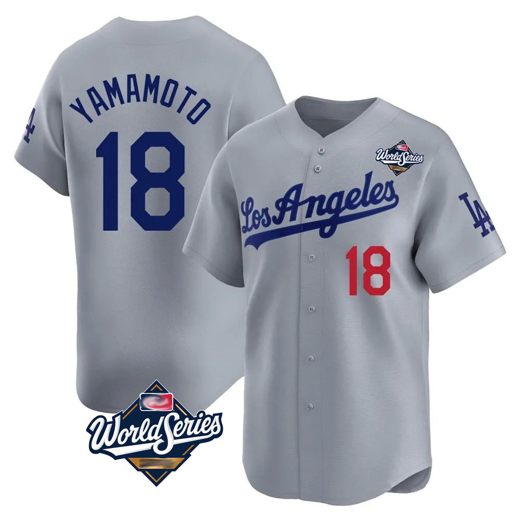 Kooe LA.Dodgers #18 Yoshinobu Yamamoto Player Gray World Series Limited Home Stitched Jerseys