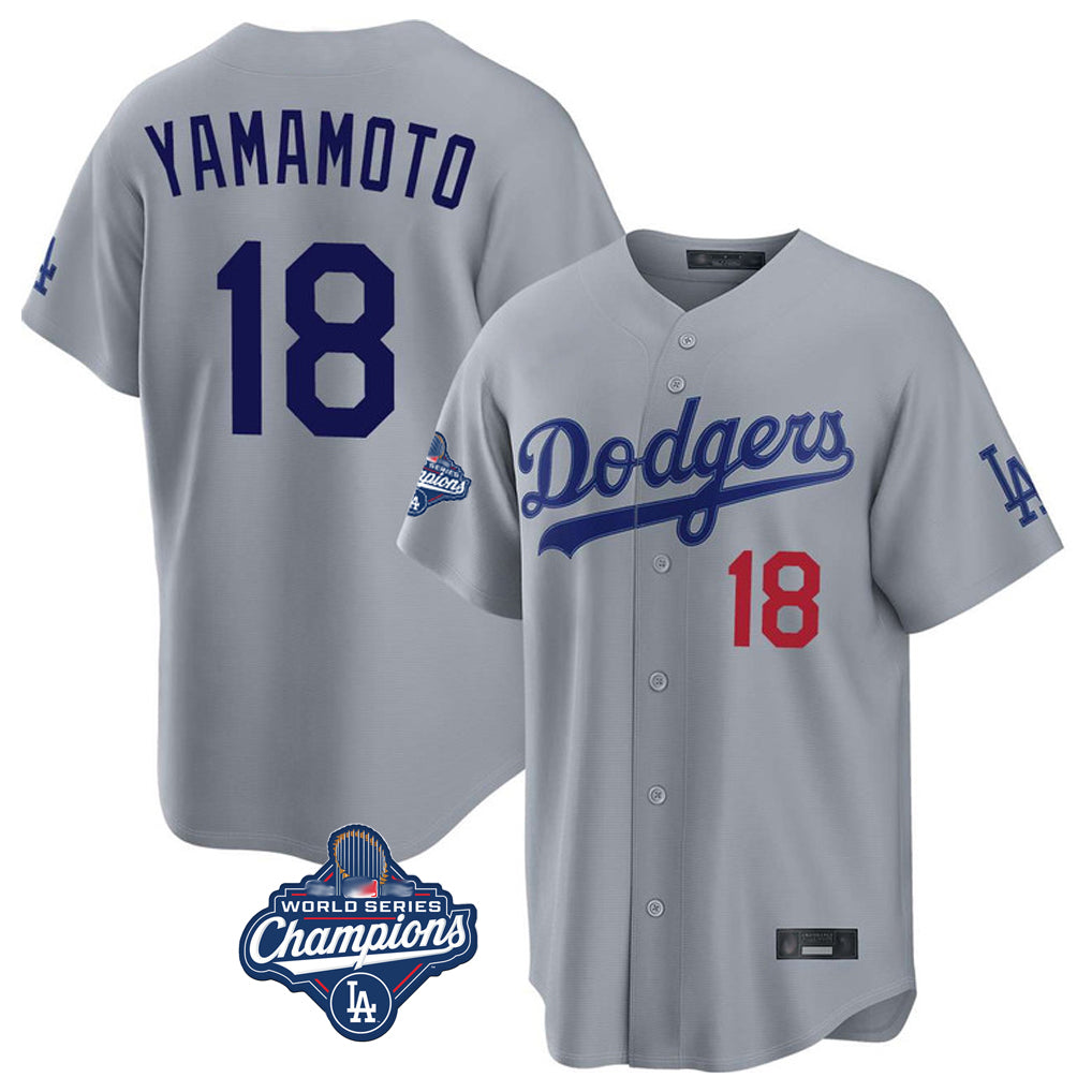 Kooe LA.Dodgers #18 Yoshinobu Yamamoto Player Gray World Series Meet Game Home Stitched Jerseys