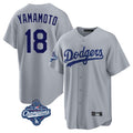 Kooe LA.Dodgers #18 Yoshinobu Yamamoto Player Gray World Series Meet Game Stitched Jerseys