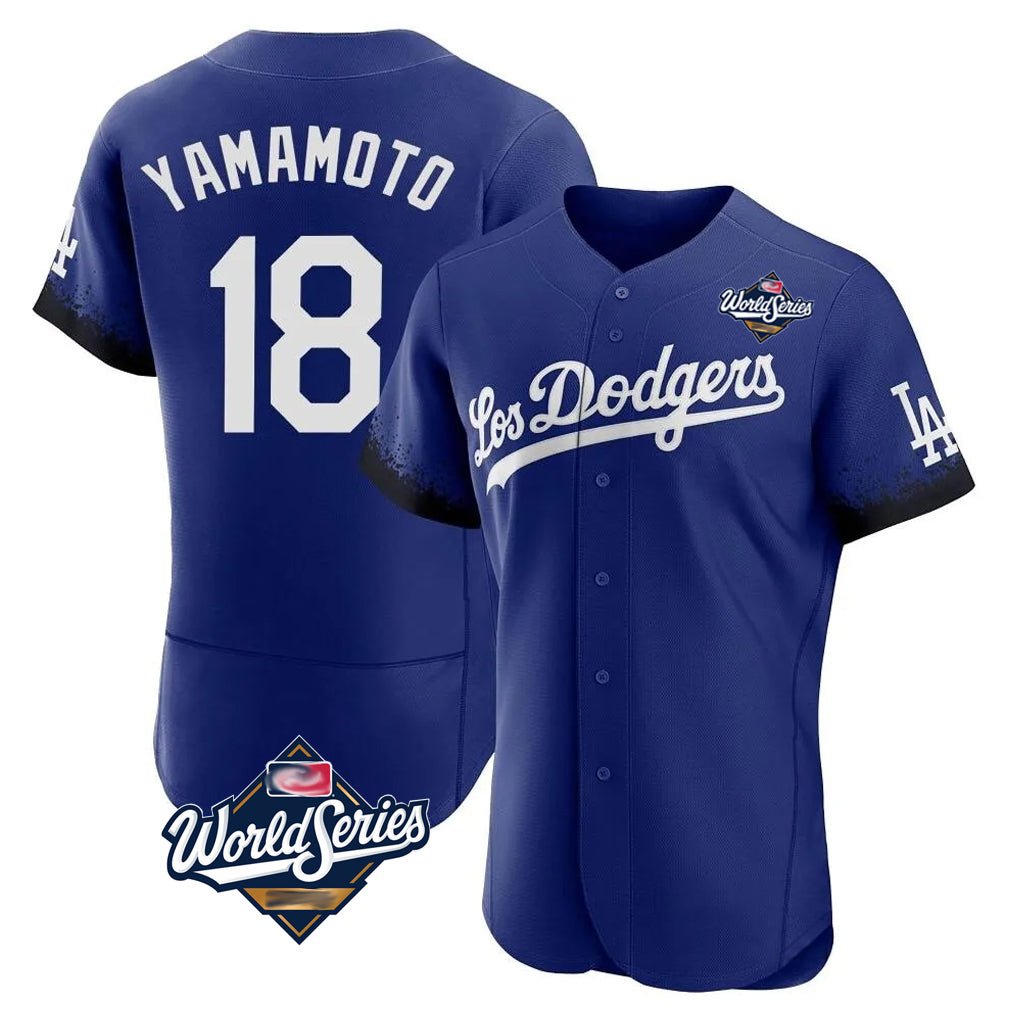 Kooe LA.Dodgers #18 Yoshinobu Yamamoto Player Royal World Series City Connect Elite Home Stitched Jerseys