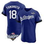 Kooe LA.Dodgers #18 Yoshinobu Yamamoto Player Royal World Series City Connect Elite Home Stitched Jerseys