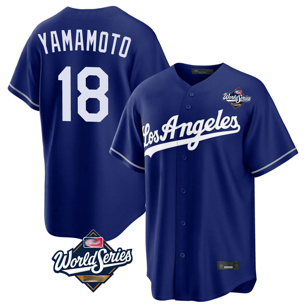 Kooe LA.Dodgers #18 Yoshinobu Yamamoto Player Royal World Series Game Stitched Jerseys