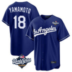 Kooe LA.Dodgers #18 Yoshinobu Yamamoto Player Royal World Series Game Stitched Jerseys