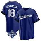 Kooe LA.Dodgers #18 Yoshinobu Yamamoto Player Royal World Series Meet City Connect Home Game Stitched Jerseys