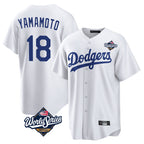 Kooe LA.Dodgers #18 Yoshinobu Yamamoto Player White World Series Game Home Stitched Jerseys