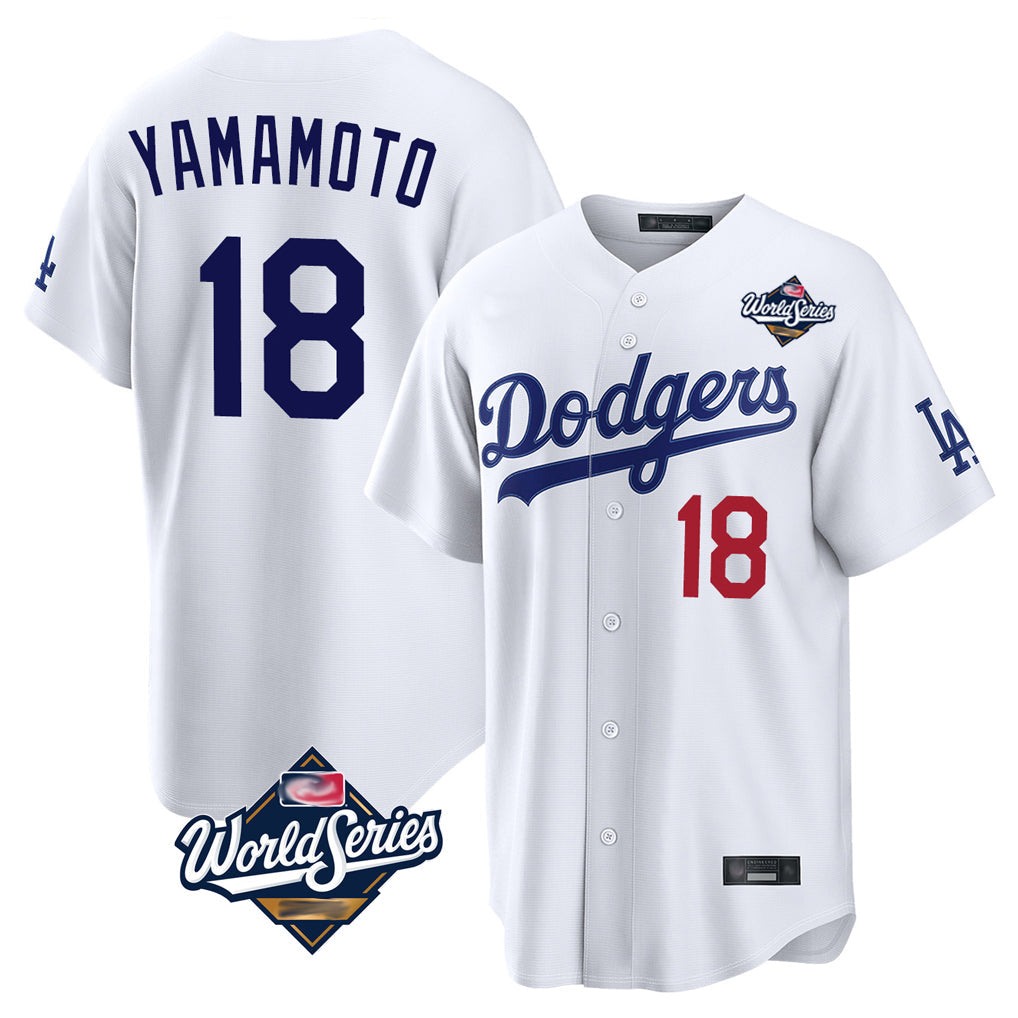 Kooe LA.Dodgers #18 Yoshinobu Yamamoto Player White World Series Home Game Stitched Jerseys