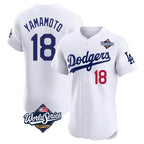 Kooe LA.Dodgers #18 Yoshinobu Yamamoto Player White World Series Limited Elite Home Stitched Jerseys