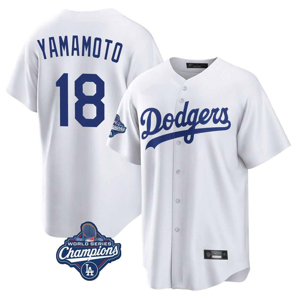 Kooe LA.Dodgers #18 Yoshinobu Yamamoto Player White World Series Meet Game Home Stitched Jerseys