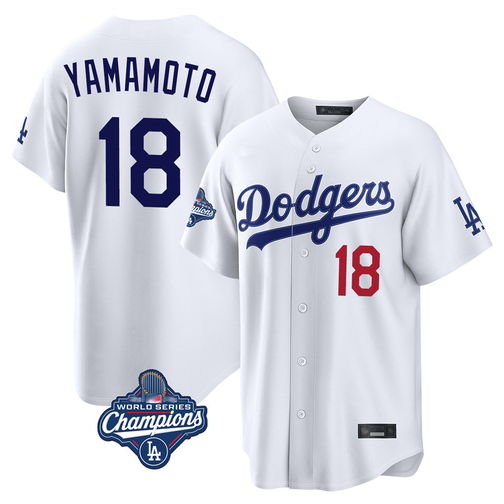Kooe LA.Dodgers #18 Yoshinobu Yamamoto Player White World Series Meet Home Game Stitched Jerseys