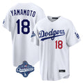 Kooe LA.Dodgers #18 Yoshinobu Yamamoto Player White World Series Meet Home Game Stitched Jerseys