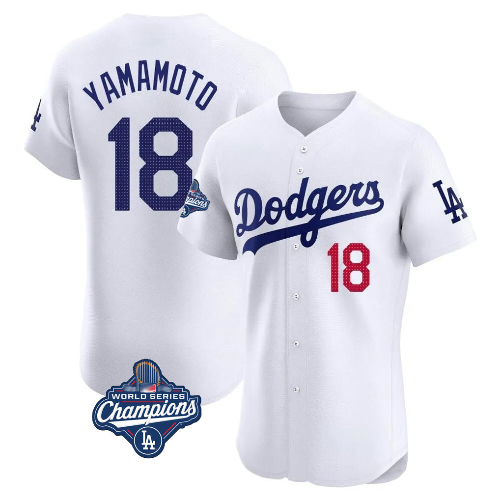 Kooe LA.Dodgers #18 Yoshinobu Yamamoto Player White World Series Meet Limited Elite Home Stitched Jerseys