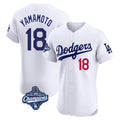 Kooe LA.Dodgers #18 Yoshinobu Yamamoto Player White World Series Meet Limited Elite Home Stitched Jerseys