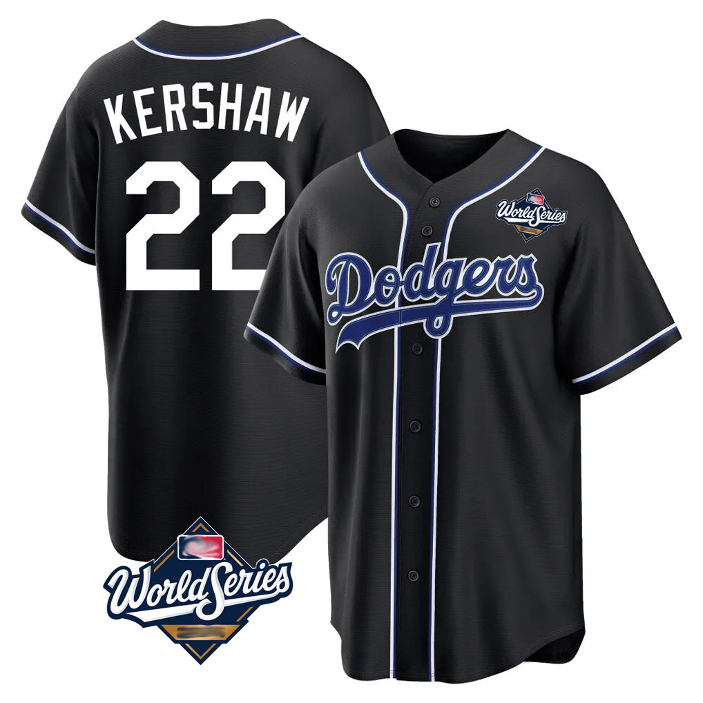 Kooe LA.Dodgers #22 Clayton Kershaw Player Black World Series Carbon Limited Home Stitched Jerseys