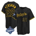 Kooe LA.Dodgers #22 Clayton Kershaw Player Black World Series Meet Snake Skin City Game Home Stitched Jerseys