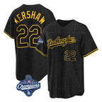 Kooe LA.Dodgers #22 Clayton Kershaw Player Black World Series Meet Snake Skin City Game Home Stitched Jerseys