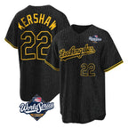 Kooe LA.Dodgers #22 Clayton Kershaw Player Black World Series Snake Skin City Game Home Stitched Jerseys