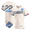 Kooe LA.Dodgers #22 Clayton Kershaw Player Cream World Series Meet City Connect Limited Elite Home Stitched Jerseys