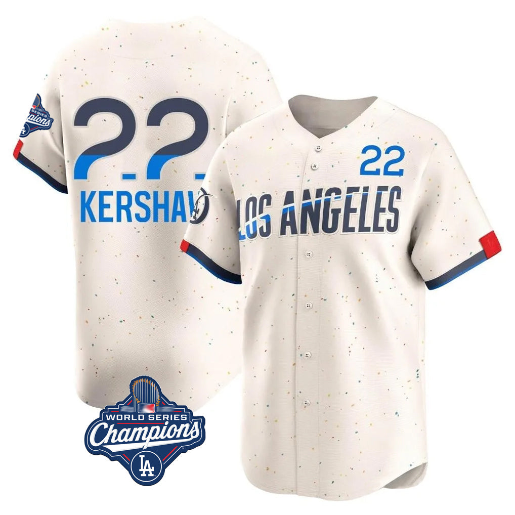 Kooe LA.Dodgers #22 Clayton Kershaw Player Cream World Series Meet City Connect Limited Home Stitched Jerseys