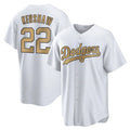 Kooe LA.Dodgers #22 Clayton Kershaw Player Gold Collection Game Home Stitched Jerseys