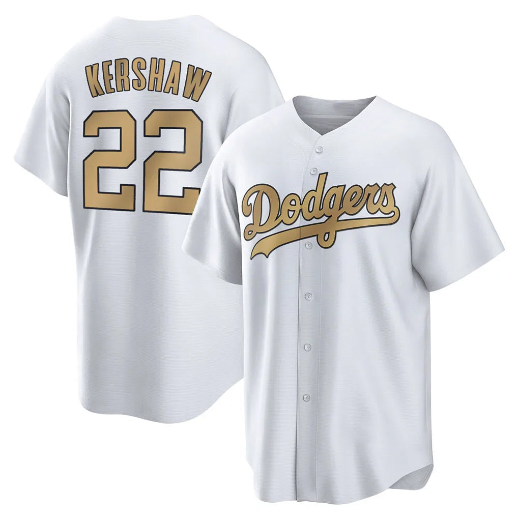 Kooe LA.Dodgers #22 Clayton Kershaw Player Gold Collection Game Home Stitched Jerseys