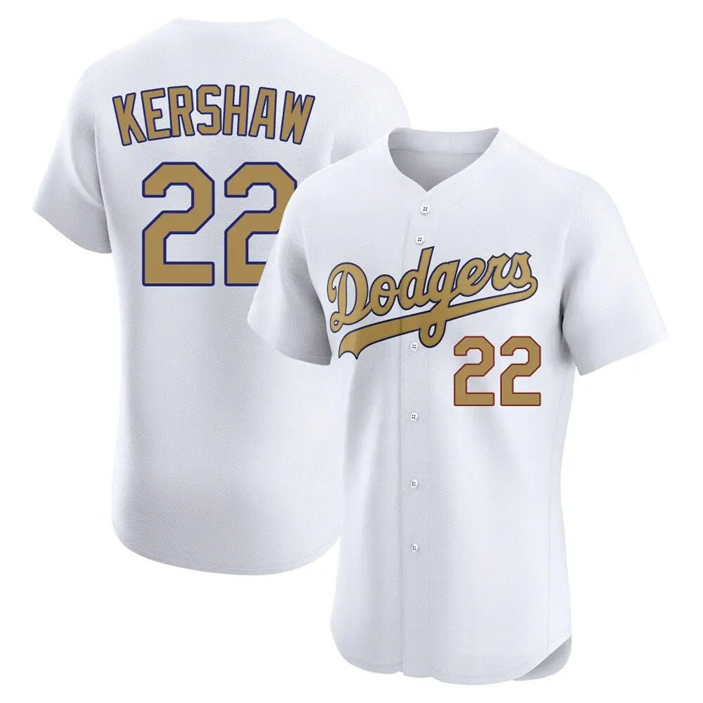 Kooe LA.Dodgers #22 Clayton Kershaw Player Gold Limited Elite Home Stitched Jerseys