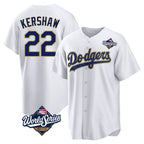 Kooe LA.Dodgers #22 Clayton Kershaw Player Gold White World Series 2026 Collection Stadium Game Stitched Jerseys