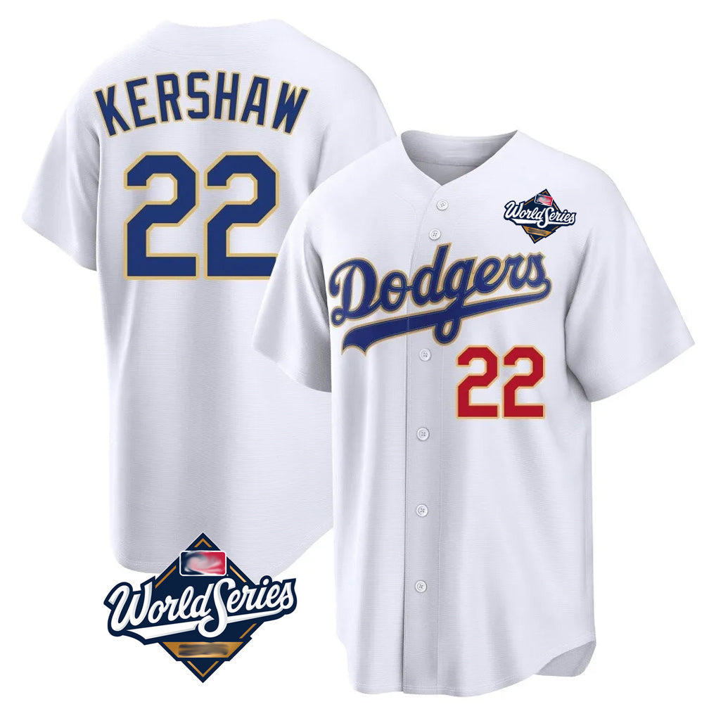 Kooe LA.Dodgers #22 Clayton Kershaw Player Gold White World Series 2026 Collection Stadium Limited Stitched Jerseys
