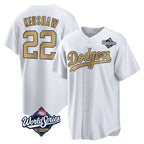 Kooe LA.Dodgers #22 Clayton Kershaw Player Gold World Series Collection Game Home Stitched Jerseys