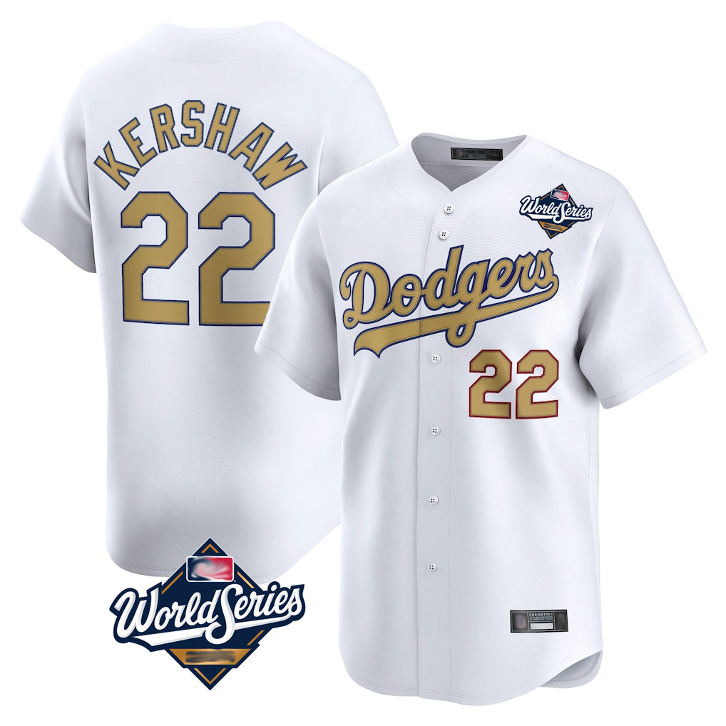 Kooe LA.Dodgers #22 Clayton Kershaw Player Gold World Series Collection Limited Home Stitched Jerseys